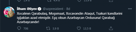 İlham Əliyev daha 16 kəndimizin işğaldan azad olunduğunu bəyan etdi: İkisi Xocalının kəndidir