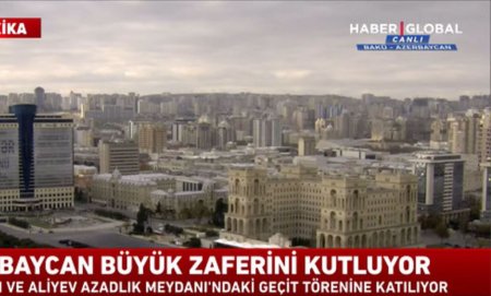 Zəfər paradı Türkiyənin “Haber Global” telekanalının efirində -  CANLI YAYIM
