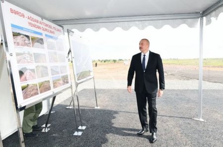 Prezident Bərdə-Ağdam avtomobil yolunun təməlini qoydu