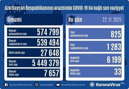 Ölkədə son sutkada 33 nəfər koronavirusdan ölüb