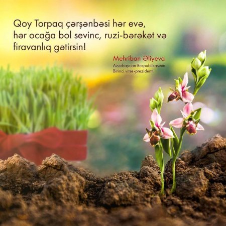 Mehriban Əliyeva Torpaq çərşənbəsi münasibətilə paylaşım edib - FOTO