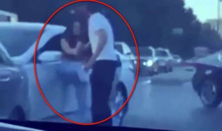 Bakıda xanım sürücü oğlanla dava etdi - VİDEO